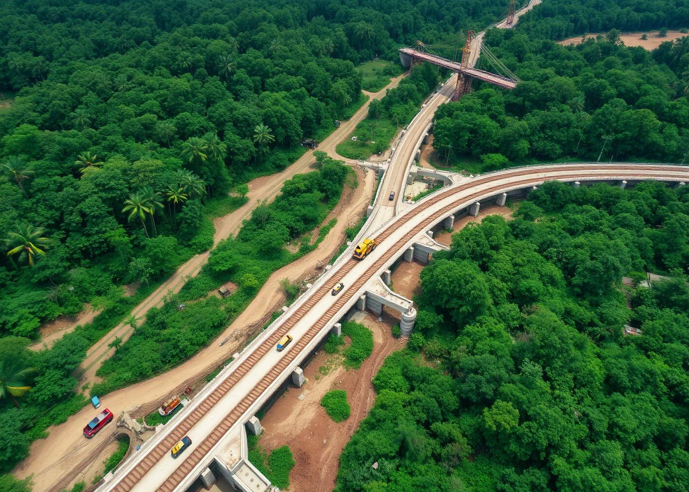 Obra de infraestructura carretera y ferroviaria en la selva