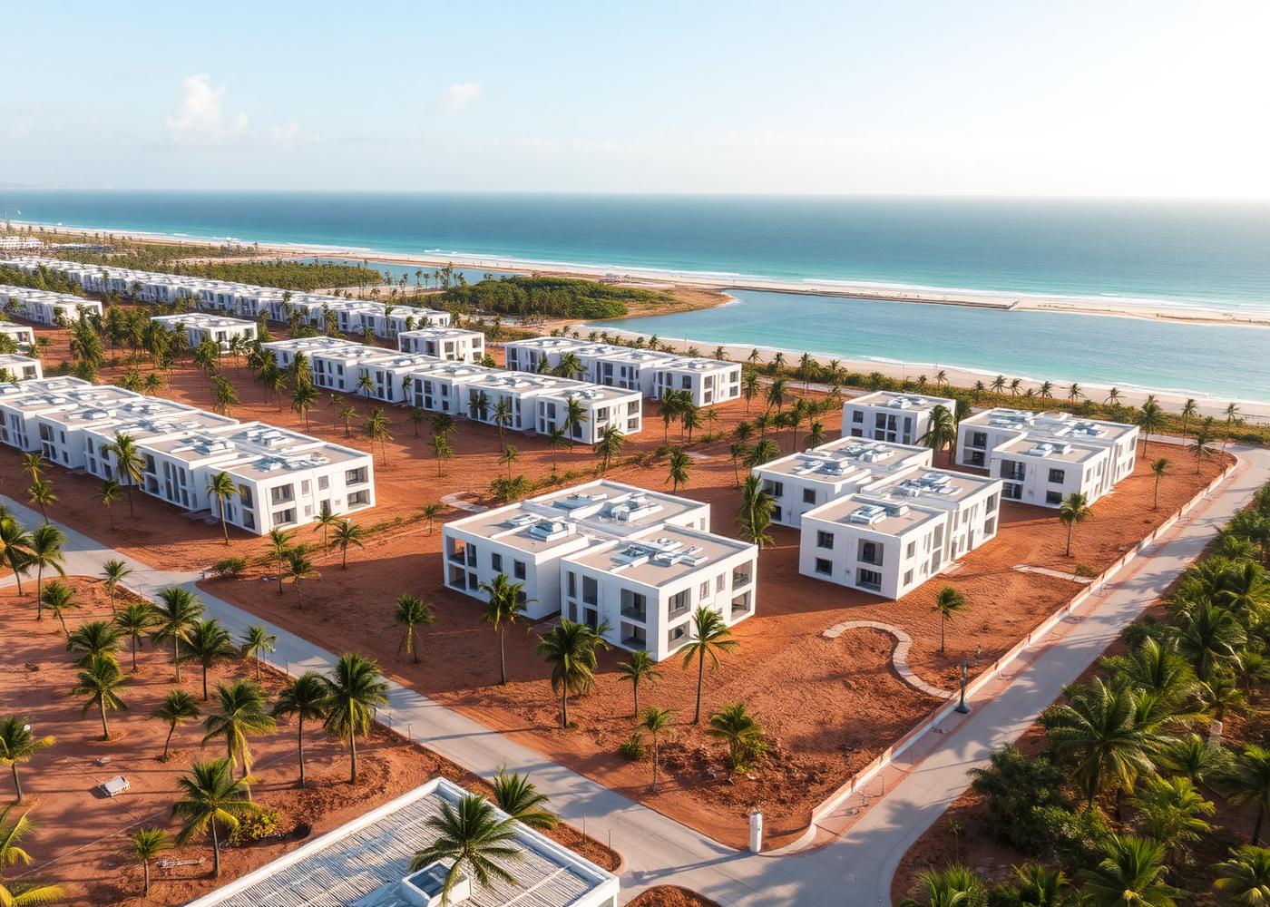 Desarrollo inmobiliario en construcción cerca de la costa del Caribe